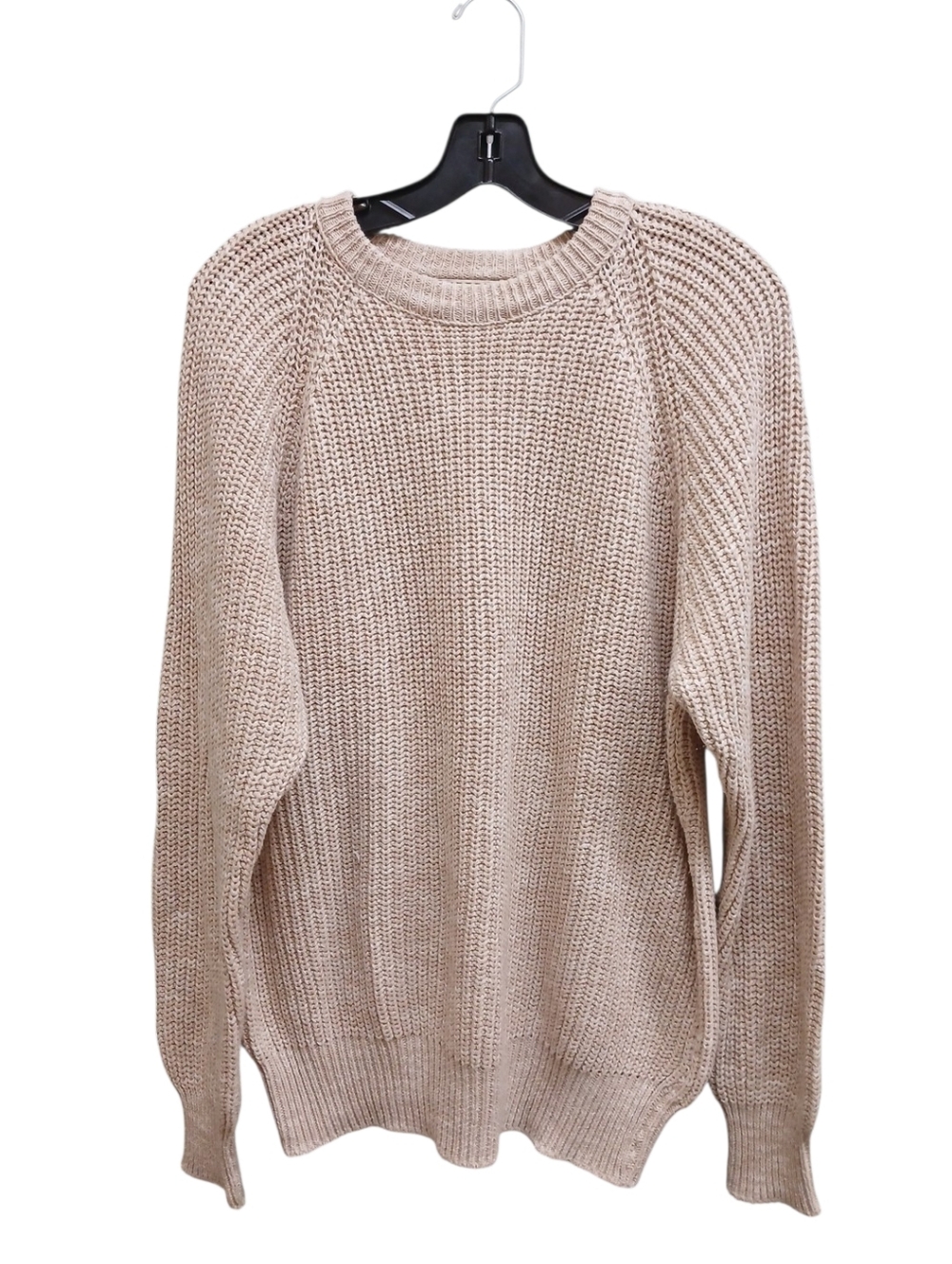 L.L. Bean Vintage Beige fisherman Crewneck Knit Sweater Size Medium